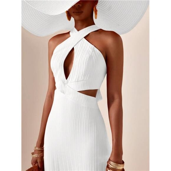 NEW‎ -  Spring And Summer Casual Vacation Cross Halter Neck Hollow Front - Picture 4 of 8